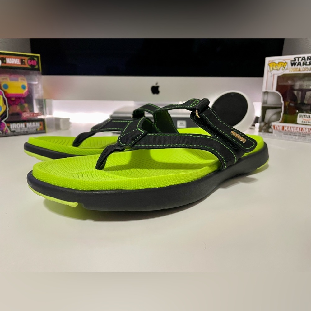 Coface Orthotic Flip Flops Green Adjustable Straps Fashionable Women's Size 9.5